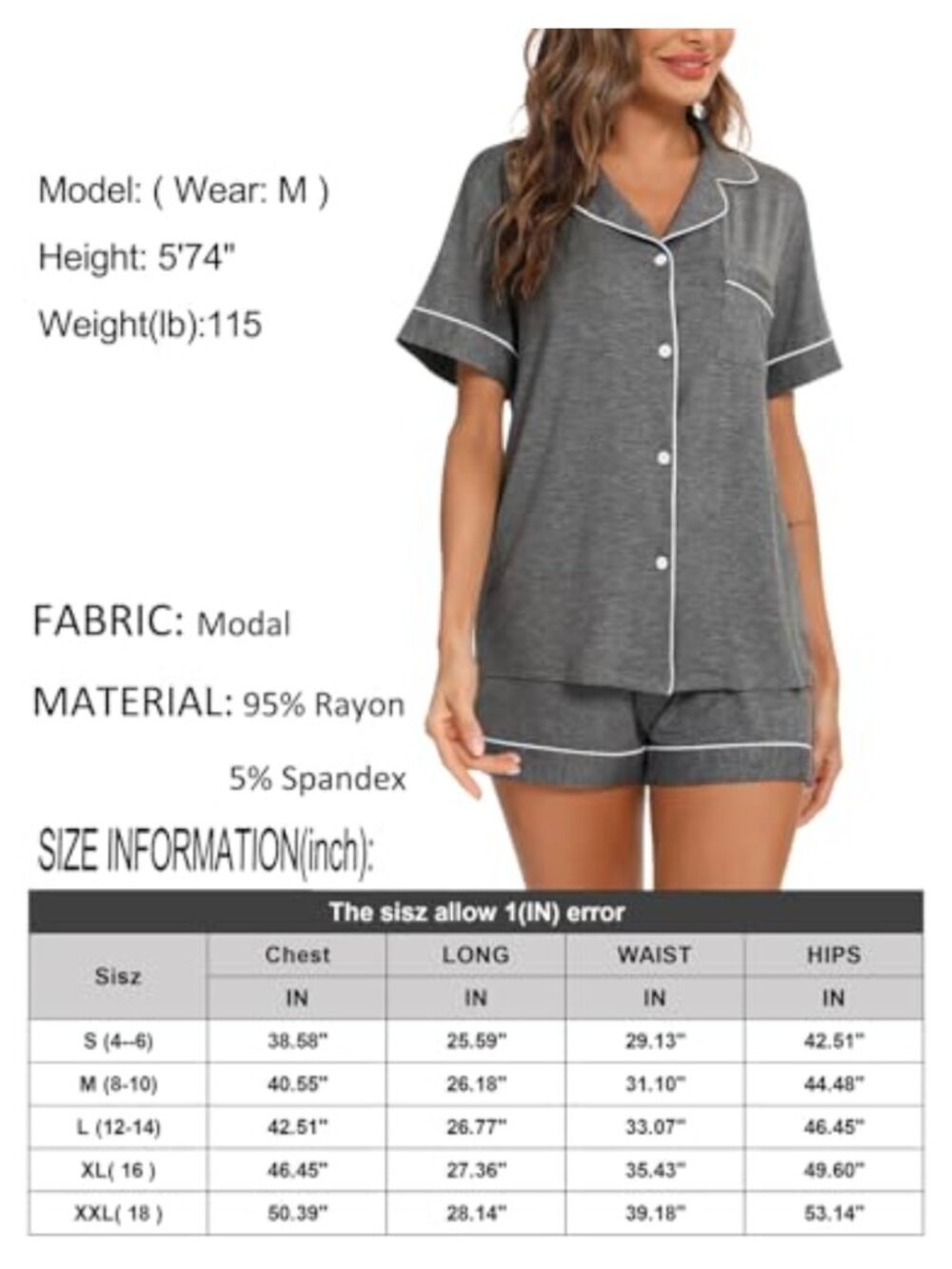 Modal Knit Short Pajama Set with Button Front Top - Picture 5 of 6